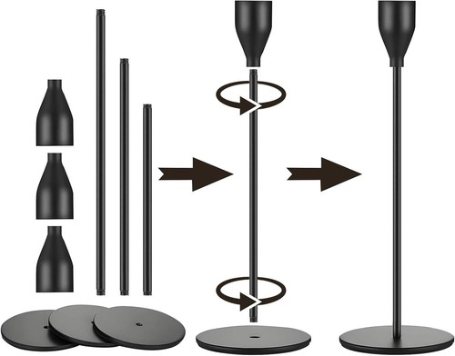 Portable Decorative Metal Candlestick Holders - Set of 12 for Taper Candles - Picture 6 of 9