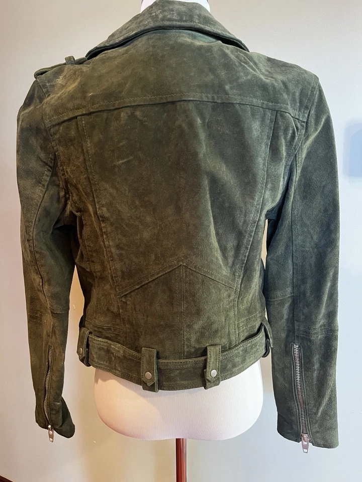 Chaqueta de Moto Blank NYC Verde Oscuro Gamuza Envejecida - Talla Mujer’s Pequeña Foto 3 de 4
