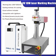 CRS 10W 355nm UV Laser Marking Engraver Machine Chiller For Glass Wood PVC Metal