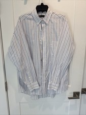 Chaps by Ralph Lauren Men's XL Blue Plaid Dress Shirt Long Sleeve, Button-Up