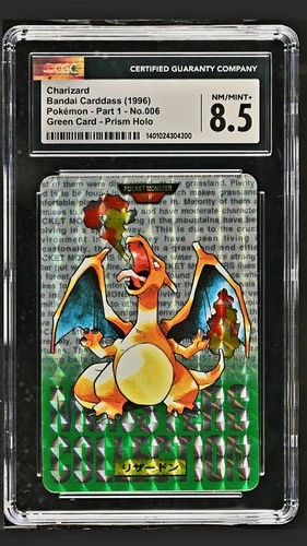 1996 Bandai Carddass Charizard RC Rookie Green Prism #6 CGC 8.5 NM/MT+ Low Pop🔥