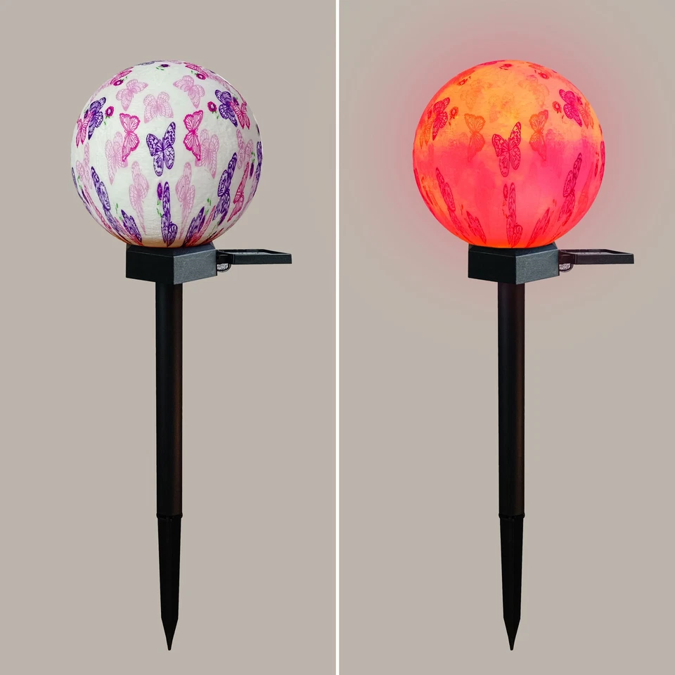 Solar Garden Lights LED Color Changing Hanging Ball Garden Lamp Unique Printing - Image 4 of 4