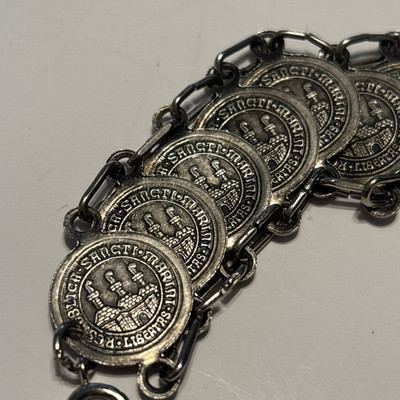 VINTAGE 1950'S ITALY REPUBLICA SANCTI MARINI LIBERTAS COIN SOUVENIR BRACELET