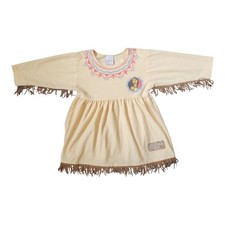 Vtg Disney Princess Pocahontas Fringe Faux Suede Dress Costume 90s Kid Girls SM