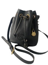 Dooney Bourke Vintage Leather Bucket Shoulder Crossbody Bag USA AWL Small Black