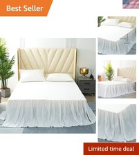 22 Inch Drop Twin Ruffled Bed Skirt - Elegant Solid White Microfiber Design