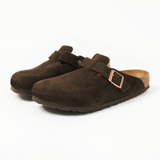 Birkenstock Boston Mocha Classic Suede Soft Footbed Clogs Women  s Shoes