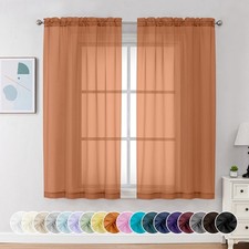 Sheer Curtains 63 Inch Length 2 Panels, Light 42"W x 63"L Pack of 2 Orange