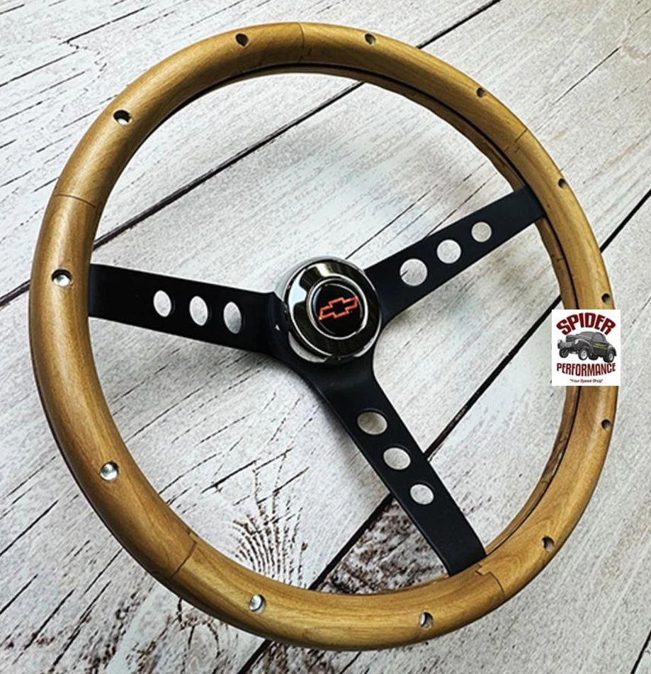 Blazer S-10 1982-1994 volante madera pajarita roja 13 1/2" nogal negro spk Foto 2 de 4