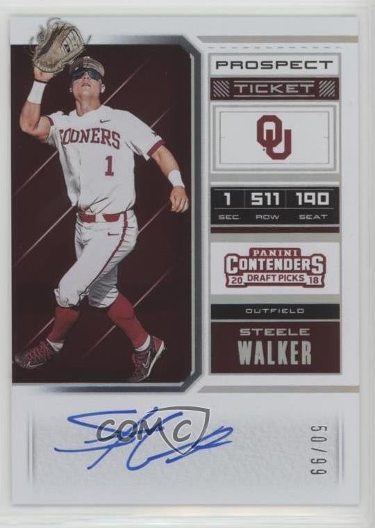 2018 Panini Contenders Draft Picks Prospect Ticket 50/99 Steele Walker Auto 4l3