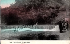 Deer Creek Dam – Delphi Indiana – Antique Postcard – Early River Scene People