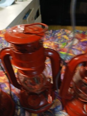 One Vintage Red Metal Lantern Globe Brand # 202 Hong Kong World
