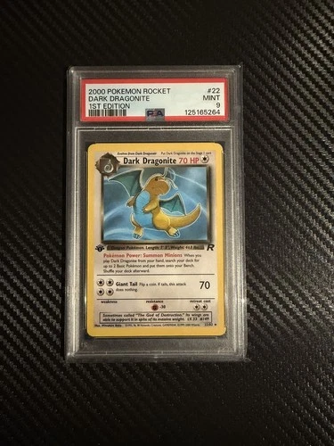 Dark Dragonite #22 Non-Holo 1st Edition Team Rocket 2000 Pokémon PSA 9