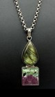 Beautiful Sterling Silver 925 Labradorite And Ruby Zoisite Pendant — photo 1
