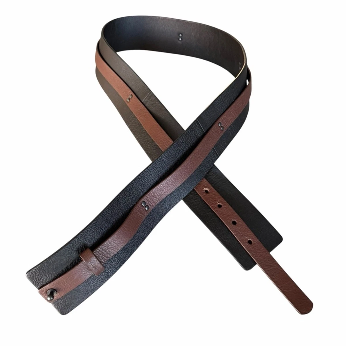 Eileen Fisher‎ Belt Womens Black Brown Leather Wide-Waist Studded Size XS Eileen Fisher Black Belts for Women for sale | eBay main image 4