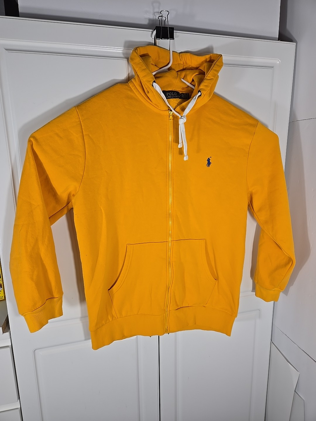 Polo By Ralph Lauren Pony Felpa con Cappuccio e Zip Giallo 2XL Vedi Descrizione.