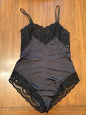 VTG Wonder Maid Lord  Taylor Teddy Bodysuit Lingerie Sz 32 Nylon Lace Black