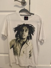 Zion Rootswear Bob Marley Graphic White Cotton Men's T-Shirt M Short Sleeve
