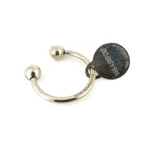 Tiffany Co. 2001 Sterling Silver Round Tag Screwball Key Ring Engraved