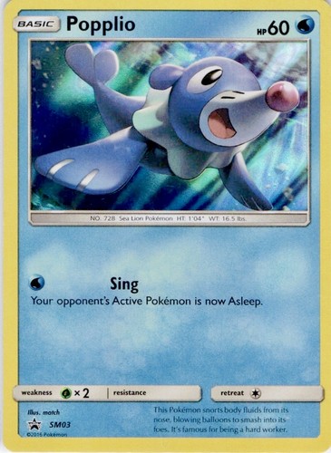 Popplio - SM03 Holo Promo Sun & Moon Promo Pokemon Lightly Played