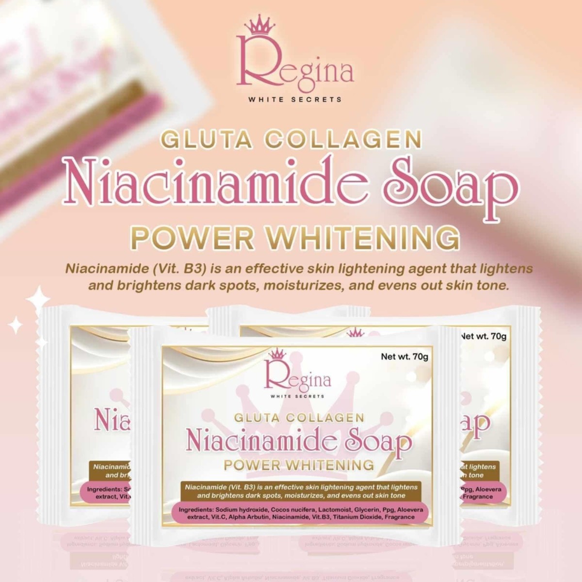 Gluta Collagen Niacinamide Whitening Soap by Regina (RWS)