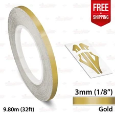 GOLD 1/8" 3mm Roll PIN STRIPE Car PinStriping Trim Line TAPE Decal Vinyl Sticker