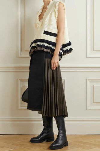 $995 Sacai NEW Plush Frayed Edges Tweed 