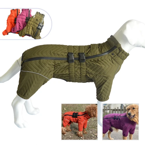Dog Winter Coat 4 Legs Covered Windproof Waterproof Reflective Warm Dog Clothing - Picture 2 of 65