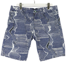 SCOTCH  SODA Shorts Men's W34 Blue Zip Fly Patterened Chino Logo Casual