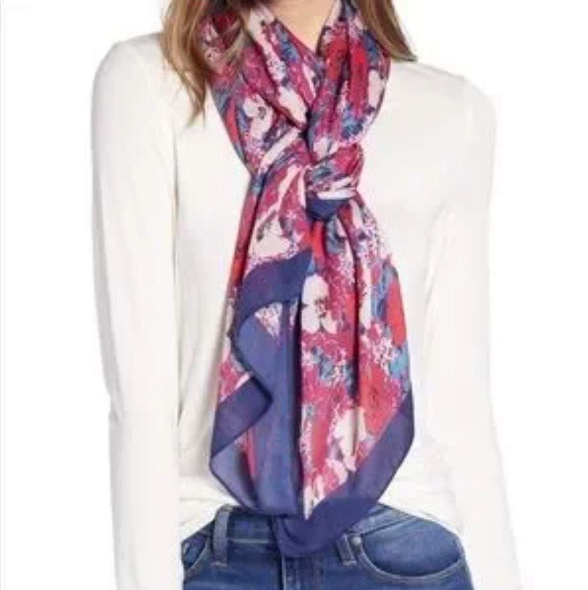 Rebecca Minkoff 100% Silk Multi Color Pink Floral Scarf Rebecca Minkoff Scarf Print Scarves & Wraps for Women | Mercari main image 3
