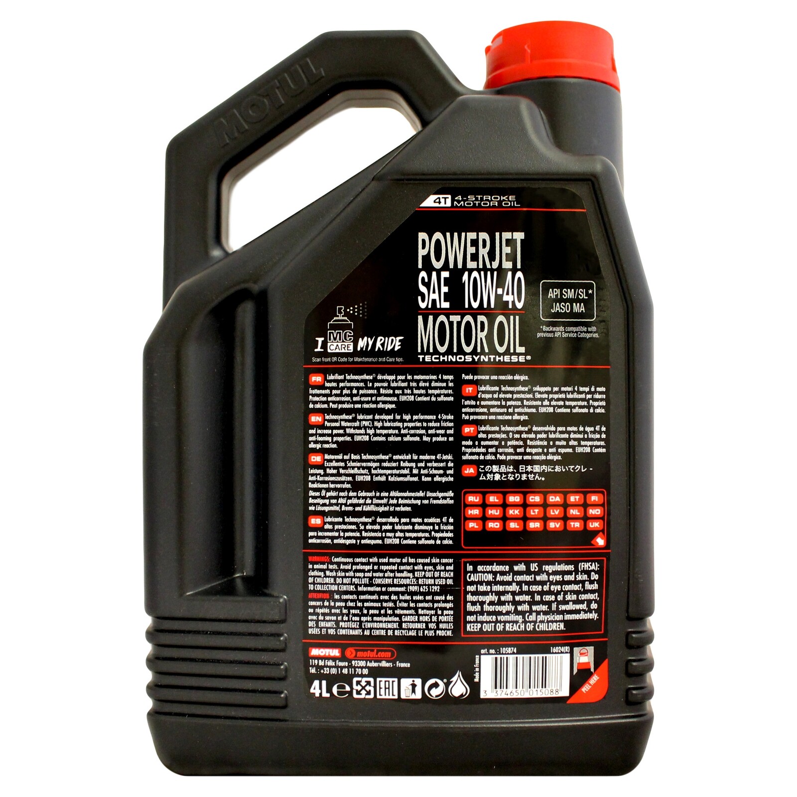 Motul PowerJet 4T 10w40 10w40 4 Stroke Watercraft Jet Ski Engine Oil 4