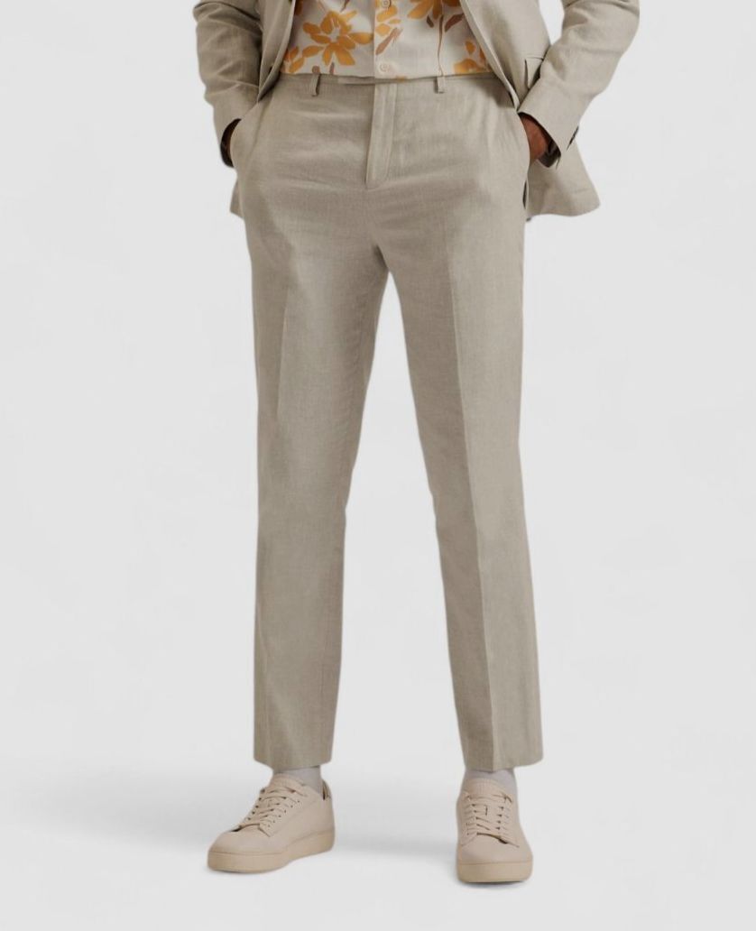 Ted Baker London Men's Beige Slim-Fit Linen-Blend Trousers Dress