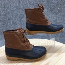 Sperry Waterproof Duck Boots Youth 4 M Brown Faux Leather Lace Up SCK263661