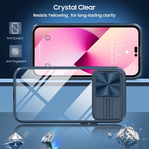 For iPhone 15 14 13 Pro Max 12 Acrylic Shockproof Sliding Window Slim Case Cover - Picture 3 of 13