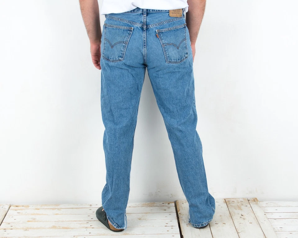 Levis Strauss Orange Tab 615 vintage Hommes W38 L34 Jean Pantalon Split Ourlets - Photo 4/4