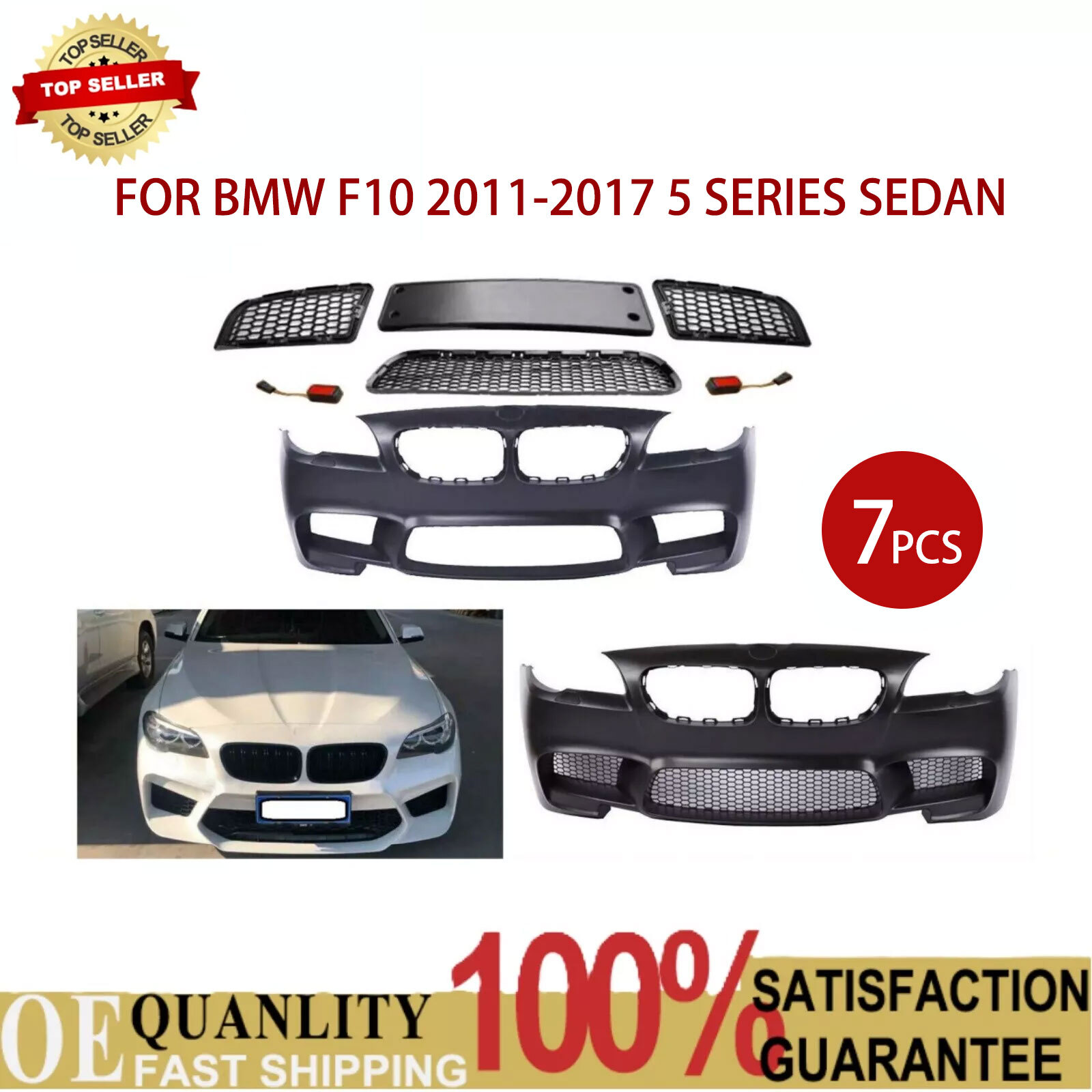 Fits 2011-2017 BMW F10 & 5 Series Sedan M5 Style Front Bumper W/o PDC ...