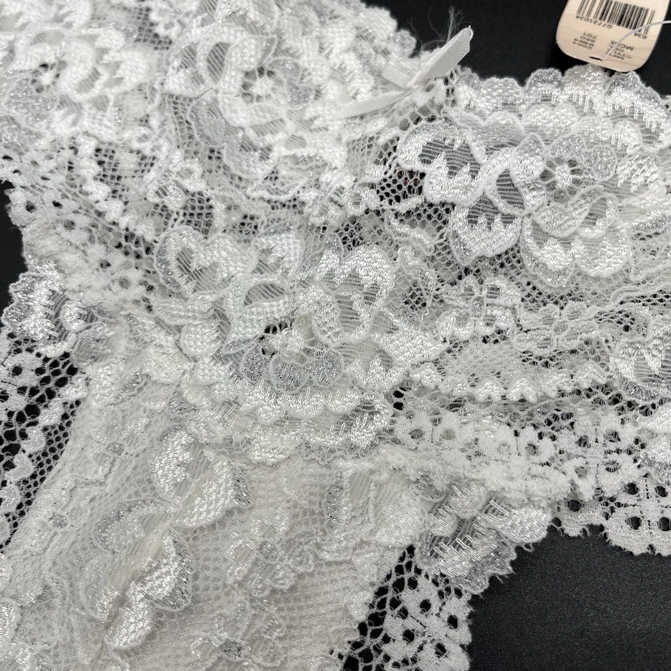 Vtg 2007 NEW Victoria's Secret Large Sexy Little Things Thong Panty White Lace - Image 4 of 4