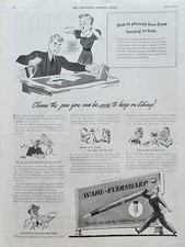 1938 Wahl Eversharp Pen Vintage Ad Self fitting point