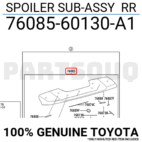 テスト 7608560130A1 Genuine Toyota SPOILER SUB-ASSY RR 76085-60130-A1 | eBay