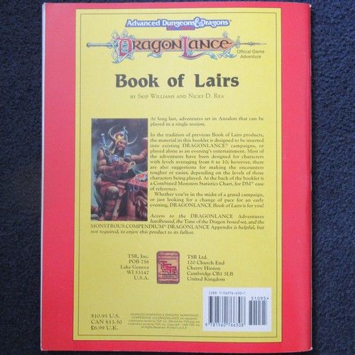 Módulo de aventura Dragonlance Book of Lairs mazmorras y dragones AD&D TSR 9396 - Imagen 12 de 12