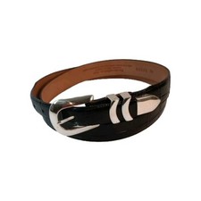 Onyx by Brighton Black Croc Embossed Leather Men s Belt Silver Buckle Size 48