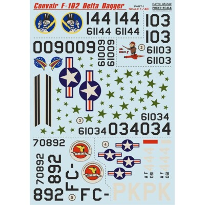 DECALS Convair F-102 Delta Dagger Part 1 Scale 1:48 Print Scale 48-242