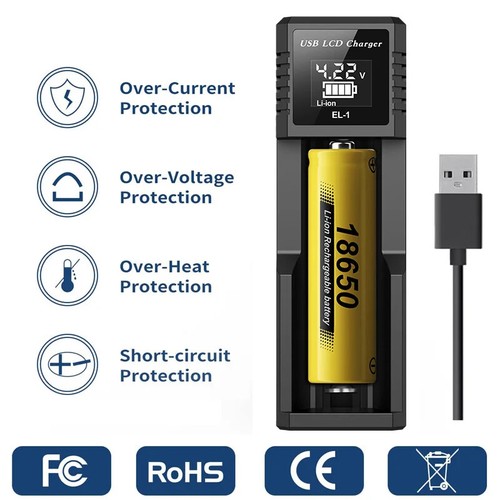 USB LCD Battery Smart Charger 1 / 2 Slots Dual for 3.7V Rechargeable Lithium Bat - Picture 20 of 26