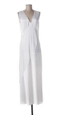 THEORY V Neck Crushed Satin Striped Slip Dress Womans 4 Summer Quiet Luxury NWT