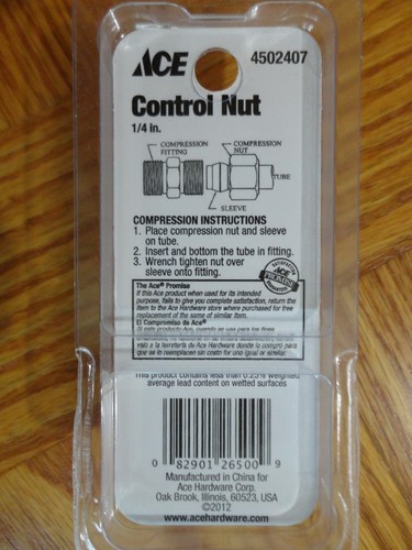 Lot of 5 Ace 1/4" Brass Compression CONTROL NUT .25" 6.4mm 5 Pack - Picture 3 of 6