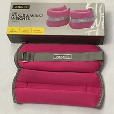 Ankle & Wrist Weights 2 LB Set. Ultralife Strength Training Pink. Adjustable 