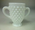 Fenton Miniature Handled Milk Glass Hobnail Vase