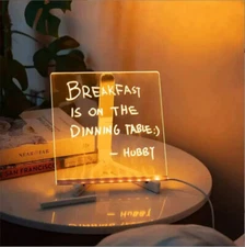 Acrylic DIY Note Board LED Night Light Creative Message Board Holiday Lamp With 