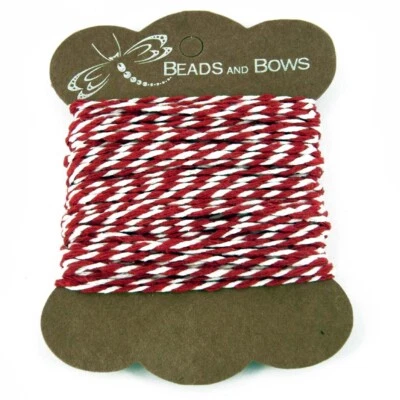 Red and White bakers twine cotton string gift wrap tags presents 10 m