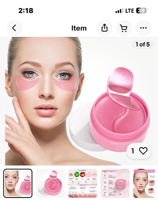 BREYLEE Rose Under Eye Mask 60 Pcs (30 Pair) Amino Acid & Collagen Ex 2026
